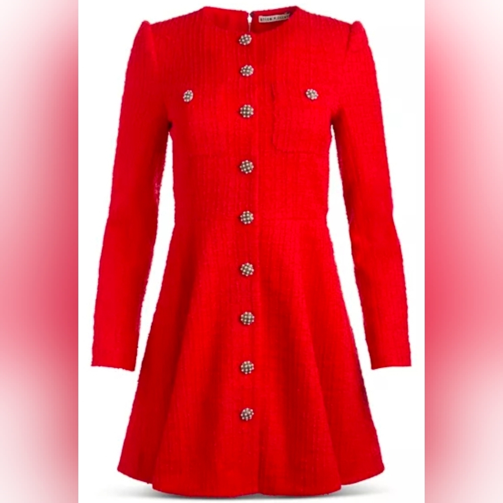 Alice + Olivia Vibrant Red Buttoned Dress